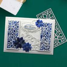 创意花卉边框金属切割模具，DIY剪贴簿相册和压花模板，贺卡制作工具，卡片纸切割工艺品，礼品卡制作模板模切。 - 銀色 - 查看 5