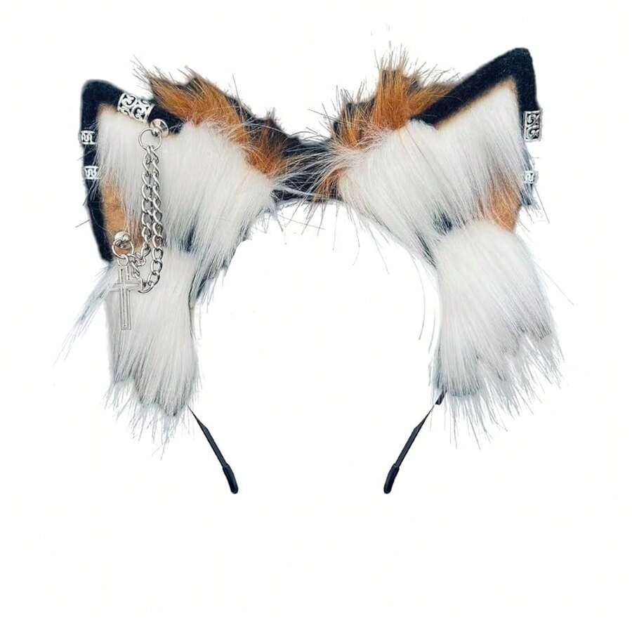 Cat Cosplay Ears Cat Ears Headbands Clips Accessories Punk Gothic Cross EK12-EK28 - PunkGothicCrossWhiteEk18 - View 1