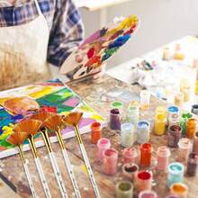 New 5 Pcs Fan Paint Brush Set, Watercolor Paint Brushwith Long Wood HandlAnti-Sh Nylon Hair Painting Brush For Acrylic Painting, Oil Watercolor Painting - White - View 7