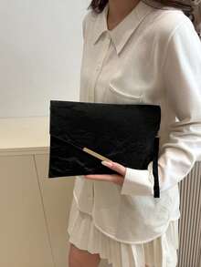 Elegant New Niche Design Fashion Envelope Bag For Women - Black - View 3