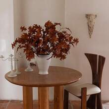 Artificial Fall Oak Tree Leaves Stems 8 PCS, Fall Decorations For Indoor Outdoor Halloween Than1ks 1giving Farmhouse Arrangement Decorations For Front Door Wedding Centerpieces In Autumn - 橡樹葉(橙紅色) - 查看 4