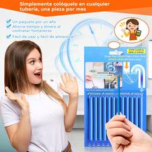 4 Paquetes Tratamiento Contra Malos Olores en Tuberias y Coladeras, Limpiador de Desagües,Palillos para Desagüe, Limpiador de Desagües, Pipe Cleaning Sticks, para Cocina,Baño,Inodoro (48Pcs) - De Estado sólido - Ver 5