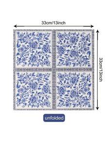 20pcs/40pcs/60pcs 2-Ply Soft Blue & White Porcelain Peony Pattern Paper Napkins, Unfolded Size 33cm*33cm, For One-Time Party Lunch, Guest Towels, Decorations, Birthday, Wedding Anniversary, Graduation Party