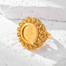 1pc 22K Gold Plated Copper Material Women's Adjustable Ring, Unique Design With Laser Engraved Pattern, Suitable As Gift For Lover, Daily Casual Wear, Mother/Mom - Yellow Gold - View 11