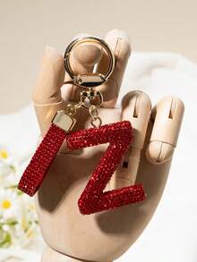 1个字母钥匙扣吊坠，镶钻装饰，手提包挂饰，礼物