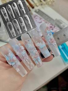 3D玫瑰花硅胶模具，DIY美甲、珠宝、配饰 - 無色 - 查看 2