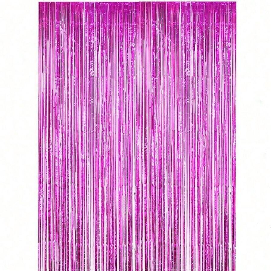 2-Meter Silk Curtain Birthday Party Background Wall Decoration Arrangement - 玫瑰粉紅色 - 查看 1