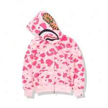 Brand Bape3D Digital Printing Shark Camouflage Sweater Spring And Autumn Zipper Hoodie Cardigan - ANK1219G14-粉 - 查看 3