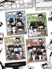 20张/包可爱卡通猫咪语录贴纸，适用于微景观、口袋、行李箱、笔记本电脑、水瓶、手机壳、冰箱、墙壁、头盔、橱柜、床、吉他、教室等装饰，学习用品，教师配件 - 均碼 - 查看 3