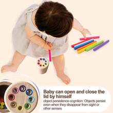 1-3 Years Old Montessori Wooden Color Sorting Learning Toys, Toddler Hands-On Sensory Development Matching Game - Brown - View 4