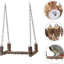 鹦鹉健康互动架 | 胡椒木秋千和咀嚼玩具组合 | 为您的爱鸟提供活跃的玩耍空间和健康的喙部活动场所