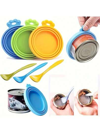 Silicone Pet Food Can Covers Fit, Lids For Cat & Dog Food Tins, Silicone Pet Food Jar Lids Dog Cat Food Lids, One Can Lid Fits Most Standard Size Cans Of Dog And Cat Food,Keeps Fresh,Pet Can Lid Preservation Lid, Cat And Dog Food Sealing Lid, Three In One Silicone Can Lid,Suitable As A Gift For Family Members, Friends, Colleagues, Classmates, Teachers, Lovers Who Love To Keep Pets, Home Gifts, Pet Gifts
