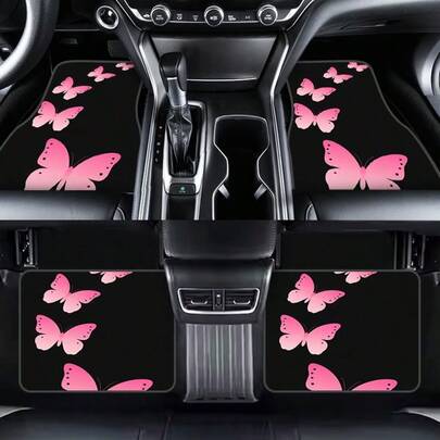 4pcs Dreamlike Butterfly Car Floor Mats, Vehicle Carpet, Car Mats - Universal Fit For Truck, SUV, Sedan - Polyester Automotive Interior Accessories - Perfect Gift For Men, Women, Valentine's Day, Christmas, Car Interior Accessories | Fashionable Mats | Polyester Mats, Car Mats