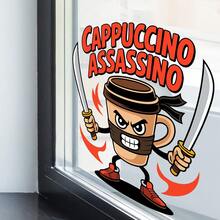 卡布奇诺刺客创意墙贴，PVC材质装饰墙贴，易于粘贴和移除，防水耐用，适合各种场所的墙面装饰。 - 彩色 - 查看 4