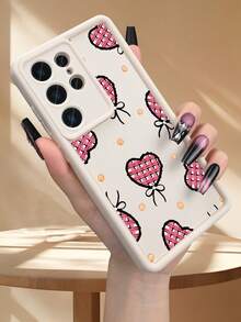 1pc Pink Plaid Heart Pattern Phone Case Modern Minimalist Design Cute Aesthetic Style For Back To School Gift Valentine Birthday  Compatible With Samsung Galaxy S26Ultra S26Plus S26 S25 S24FE S24 S23 S22 S21FE S21Ultra Plus Note20 Note20Ultra A13 A14 A15 A16 A17 A33 A34 A35 A36 A52 A53 A54 Case - 酒紅色 - 查看 11