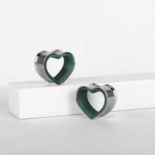 2pcs Stainless Steel Dual-Tone Heart Shaped Ear Gauges, Suitable For Various Ear Types, Ear Piercing Jewelry, Earrings, New Low Allergy Accessories, Gift For Women - Heart - View 70