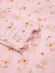 Acelitt 女士复古印花透视网纱性感修身长袖圆领上衣，海湾绿，度假风，秋季休闲度假粉色春季 - 粉色 - 查看 8