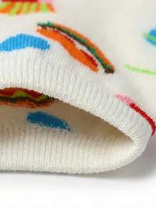 1 Pair Of Unisex Fast Food Pattern Boat Socks - White & Blue Design With Burger/Fries/Drink Prints, Comfortable Daily Socks, Ideal Gift For Food Lovers, Year-Round Fashion Leisure Socks - Multicolor - View 3