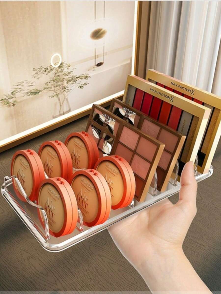 透明亚克力眼影盘收纳盒，粉饼盒，腮红化妆品展示架 - 彩色 - 查看 1