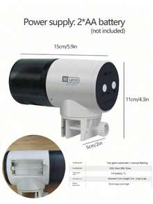 1pc Automatic Fish Feeder With Timer, Suitable For Goldfish, Turtles And Other Aquarium Pets - Black and White - View 8