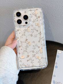 Bunnies 1pc Minimalist Floral & Rabbit Pattern Transparent TPU Cushion Anti-Drop Phone Case, Suitable As Holiday Gift Compatible With Apple, Galaxy S22/23/24/25/A05/A05S/A53/A54/A55 And Other Models - Multicolor - View 6