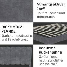 Modern And Minimalist Upholstered Bed With Soft Headboard, 140 X 200 Cm, Grey, Multifunctional Bedroom Furniture, Low Slatted Base (Without Storage), Mattress Not Included.