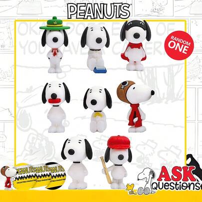  1 PIEZA Snoopy de Peanuts con licencia oficial, figura 3D de personaje de anime en bolsa misteriosa, decoración de escritorio o dormitorio, necesario para regalos de Navidad y cumpleaños