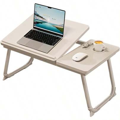 Mesa de Noche Plegable Mesa de sofa para portatil con portavasos Mesa portatil para portatil y Ranura de inclinacion Ajustable en 5 Niveles para Comer entretenerse estudiar y Trabajar