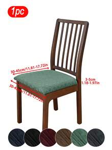 1pc Solid Color Elastic Jacquard Diamond Chair Seat Cover With Cord, Modern Design, Classic Minimalist, Dust & Stain Resistant, Suitable For Living Room, Bedroom, Study, Chair Decor - Multicolor - View 14