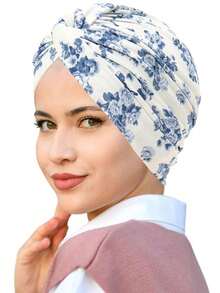 1pc Fashionable Printed Headscarf Turban Hat, Women Chemo Muslim Head Wrap - Multicolor - View 8