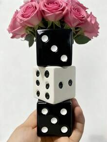 1pc Handmade Dice Vase - Unique Decor, Can Hold Dried Flowers, Roses, Reed Grass - Stunning Design, Fits Any Modern Space - Gift, Smile-Inducing, Suitable For Christmas Gift, Christmas Decoration, Home Decor, Bedroom Decor - Multicolor - View 12