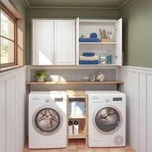 60" W Laundry Room Wall Cabinet With Adjustable ShelfWall Mounted Kitchen Cabinets With Two Shaker Doors Upper Storage For Laundry Room Bathroom Kitchen - 30"W X 2pcs - View 1