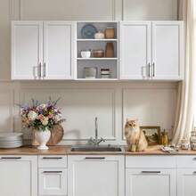 Wall Cabinets For Laundry RoomShaker Wall Mounted Kitchen Cabinets With Adjustable Shelf Floating Hanging Storage Cabinet For Laundry Room Bathroom Kitchen 62.8" W X 12" D X 21.7" H - 48"W - View 8