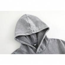 1pcsMen's Unisex "God Has His Plans - Faith Enlightenment" Printed Cotton Hoodie, Vintage Casual Fashion Daily Soft Warm Hoodie, Suitable For Streetwear And Spiritual Aesthetic Enthusiasts, Men's Winter Clothing - 灰色 - 查看 5