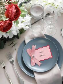 12 piezas Tarjetas de nombre con forma de concha y cintas, Tarjetas de mesa de boda DIY, Tarjetas de regalo de fiesta con etiqueta rosa manuscrita, Tarjetas de regalo de cumpleaños con cintas, Adecuado para decoración de escritorio, Tarjetas de boda DIY, Fiesta de cumpleaños, Suministros de fiesta (Azul y Rosa) - Multicolor - Ver 8