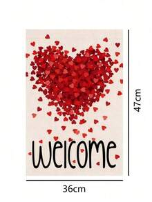 1pc Valentine's Day Garden Flag, Outdoor Date Party Decor Flag With Heart Print, Welcome Flag For House Entrance - 多色-2 - 查看 8