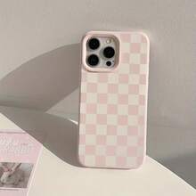 A Pink Phone Case With A Diamond Grid Design, Perfect For IPhone 17 Pro Max, 17 Air, 16, E Plus, 15, 14, 13, 12, And 11 Series.This Cute Cartoon-Style Aesthetic Phone Case Is Shockproof And Fashionable, Making It An Ideal Creative Gift For Gi On Christmas. Valentine's Day - 粉色 - 查看 3