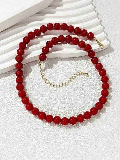 Red Sweet Elegant Daily Versatile Necklace Accessory, Suitable For Women