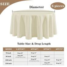Fitable 6 Pack Ivory Round Table Clothes - 90 Inches In Diameter - Stain Resistant And Washable Tablecloths, Polyester Fabric Table Covers For Wedding, Party, Banquet, Gathering - Ivory90InRound - View 5