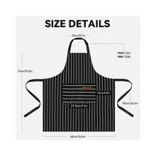 Chef Apron Bib Apron With 2 Large Pockets Adjustable Neck Strap Kitchen Apron CooFKing Apron Stripes BaFKing Apron - BlackBoldStripes - View 3