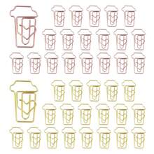 40pcs Coffee Cup Shape Paper Clips With Clear Box, Rose Gold And Yellow Gold, Funny Cute Paperclips Bookmarks Planner Clips For Fun Office Supplies Schoolsss Gifts Wedding Decoration - 40 chiếc cốc cà phê - Xem 1