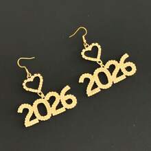 2026 New European & American Rhinestone Digit Heart Dangle Earrings, New Women Earring Accessories - Silver 4 - View 11