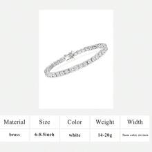 MDFUN Vòng tay tennis mạ vàng trắng/vàng vàng 18K đính đá Cubic Zirconia, mặt dây chuyền đá Cubic Zirconia 5mm, unisex. - trắng - Xem 12