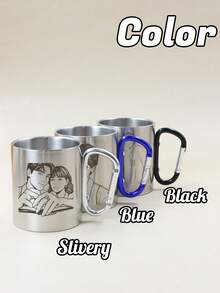 Custom Stainless Steel Travel Mug, Personalized Photo Cup For Daily Coffee Or Tea, A Thoughtful Valentine'S Day, Anniversary Gift, Customized Line Art Cartoon Picture Birthday Gift, Travel Essentials, Customizable, Unique Gift, Daily Necessities - Style B - View 2