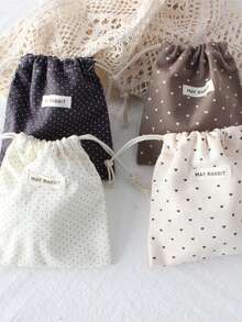 波点抽绳收纳袋，可爱迷你抽绳包，手提钥匙扣零钱包，小布袋，口红化妆包 - 彩色 - 查看 5