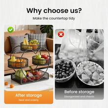 Senmeo 1PC 3-Tier Black Heart-Shaped Fruit Basket Bowl, Countertop Storage & Display Rack For Fruits/Vegetables/Snacks, Picnic/Wedding/Party Holiday Gift - 心形 - 查看 6