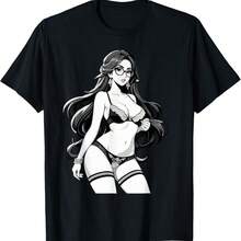 Sexyys Waifu Otaku Anime Girl Japanese In Black And White Art T-Shirt - màu đen - Xem 1