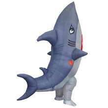 1件装直立鲨鱼充气服装，男女通用充气服装 - 全身心形主题奇装异服，适合万圣节、狂欢节、圣诞节和各种活动派对。 - 直立鯊魚 - 查看 5