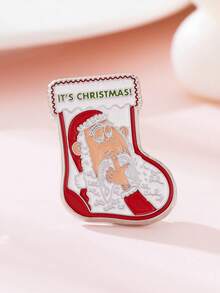 1pc Cute Santa Claus Zinc Alloy Badge Brooch - Multicolor - View 3
