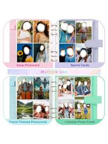 1 Set High-Quality Multifunctional A5 Photo Card Album, Fashionable Minimalist Album Design, Compact & Durable Organizer, PU Leather Loose-Leaf Cover, For Daily Planning, Note-Taking, Office Supplies, Card Collection - Multicolor - View 2